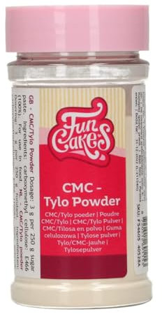 FunCakes CMC Pulver für Fondant, Tylo Powder, Zum Härten von Fondant zum Modellieren, zur Herstellung von essbarem Kleber, Hält die Feuchtigkeit in Kuchen und Teigen, 60 G