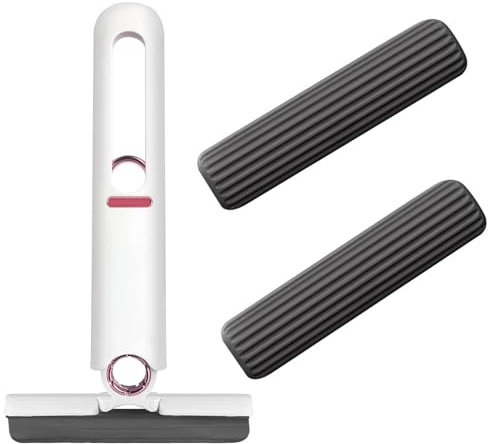 Mop in Spugna Portatile Auto-Strizzante ZEACCT, Mini Mop per Pulizia a Mani Libere, 1 Pezzo di Asta, 2 Pezzi di Spugne, per Piani Cucina, Pavimenti e Vetro