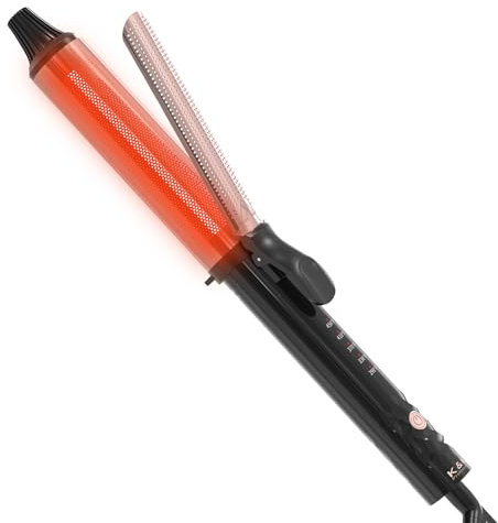 K&K Professional Infrared Curling Iron, 38mm Barrel, Dual Voltage, Rose Gold, Digital Temperature Display (38mm)
