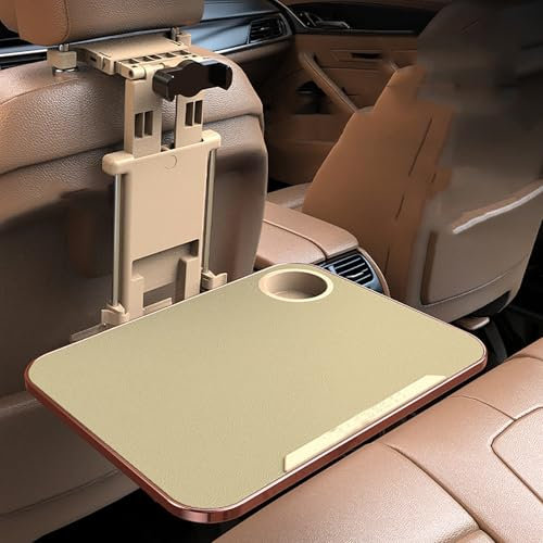 Klapptisch Auto Rücksitz mit Telefonhalter, 40 X 30 cm Auto-Schreibtisch für Laptop, Tisch für Auto, für Roadtrips, Taxis, Wohnmobile, LKW-Fahrer(Brown)