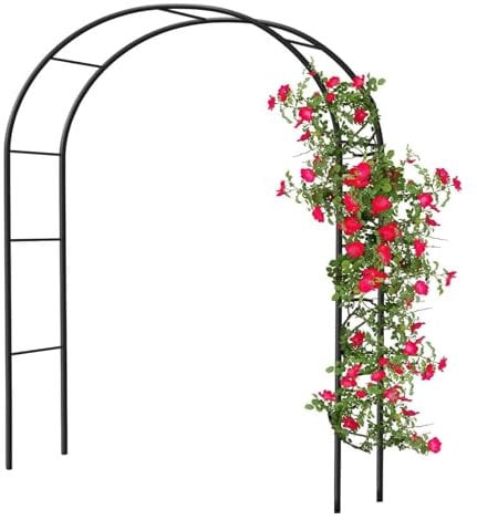 GLikur Rosenbogen Gartenbogen, Verzinkt, Metall, Stabil, Schwarz, Halbkreisförmig, W 1.8 x H 2.4m