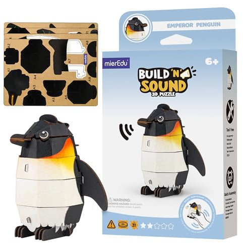 mierEdu - Soundwunder 3D PuzzleKaiserpinguin – 3D Puzzle mit echtem Soundeffekt für Kinder ab 6 – Lernspielzeug, fördert logisches Denken