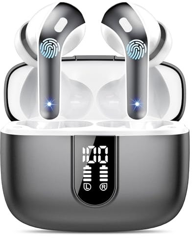 Ear Buds Bluetooth Earphones, 50Hrs Playtime Wireless Earbuds, Bluetooth Headphones 5.3, In Ear with 4 ENC Call Noise Cancelling Mics, Bass Boost 85%, Earbuds IPX7 Waterproof, USB-C(Obsidian Black)