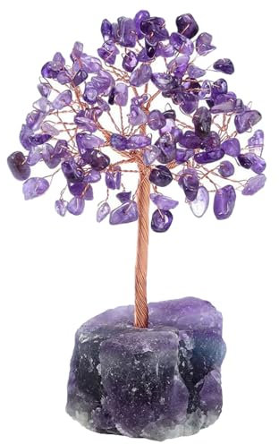 Crystal Fortune Tree Feng Shui Tree Good Luck Reiki Healing Crystals Balancing Decoration 5Inch Tall Chakra Gemstone Tree for Home, Office Decoration (color3)
