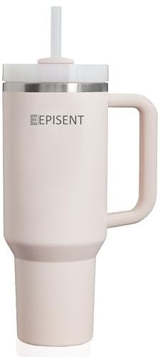 EPISENT 40oz Tumbler with Handle & Straw – Leak-Proof Stainless Steel Travel Mug | Vacuum Insulated Thermos Cup for Hot & Cold Drinks | Fits Car Cup Holders – Viral Gift for Men & Women