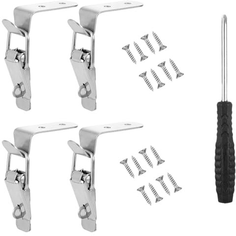 4 Stück Spannverschluss Edelstahl, Spannverschluss 90 Grad,Spannverschluss Klein,Hebelverschluss,Verriegelung,Bordwandscharnier für Koffer Kisten Schrank Entenmaulschnalle