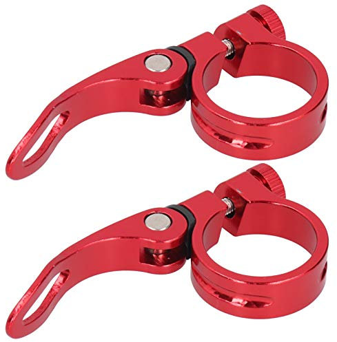 Bikes Seat Post Clamp, 2Pcs 35mm Quick Release Saddle Clamp Seat Tube Clip Cycling Saddle Seatpost Clamps for Mountain Road Bikes (Red)