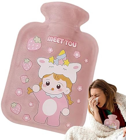 demaxiyad Borsa 'acqua calda per l'inverno, 500 ml, borsa 'acqua calda invernale in peluche, morbida e portatile, grande capacità, scalda letto per piedi e vita