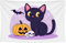 Hopomoon Party Banner Extra Groß Stoff Hintergrund Banner, Schwarze Katzen 50 Halloween Leichte Party Home Decor, 120 x 180 cm Waschbar Hängendes Partyschild
