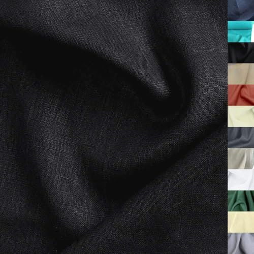 TOLKO 50cm Leinenstoff Meterware natur Leinentuch für Kleider Hose Rock Bluse Hemd Vorhänge Gardinen Kissen Bettwäsche | 140cm breit | Stoffe zum Nähen Meterware Leinen Stoff kaufen (Schwarz)