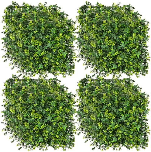 RELAX4LIFE 12 Stück Künstliche Hecke Pflanzenwand, Kunstpflanzen zur Wandmontage 50 x 50 cm, künstliche Wandpflanzen UV-beständig, Pflanzenwand Paneele Deko für Garten, Balkon (gemischten Blätter)