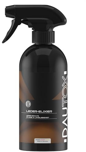 DAUTOX® Leder-Elixier – Lederpflege für Auto, Möbel & Schuhe, schützt & pflegt Glattleder, verhindert Austrocknung, angenehmer Lederduft, ideal für Autositze, Lenkräder, Ledermöbel & Taschen (500 ml)