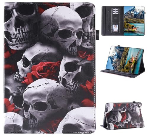 Vaitasy Coque pour iPad 9.7 (2018/2017) iPad Air 2/ iPad Air, à Angles de Vision Multiples Folio Étui avec Ultra-Mince Housse iPad 6/5 Generation - crâne