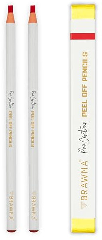 BRAWNA Lápiz Pro Contour Peel Off para Mapeo de Cejas y Labios – Set de 2 – Rojo – Suministros PMU – Suministros para Lip Blushing