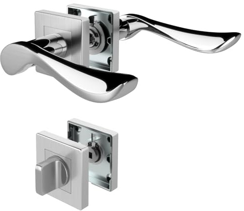 DIYGEEK Drückergarnitur WC CUBE Türgriffe Innentüren Türklinke Silber