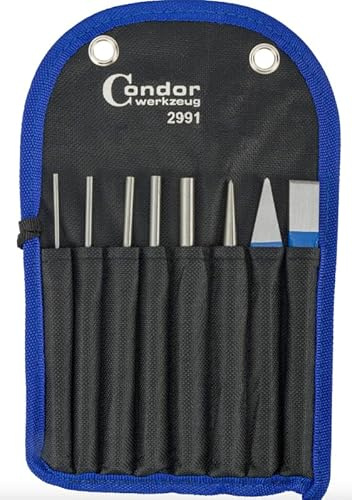 Condor Werkzeug 2991 | Splintentreiber- und Meißel-Satz | 8-tlg. | Chrom-Vanadium-Stahl | Durchschläger | Austreiber | Körner