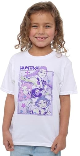 Kpop Demon Hunters Unisex Kids K-pop Demon Hunters - Anime Huntrix Huntr/X Kids T Shirt, Black T-Shirt (Pack of 1)