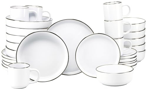 CreaTable, 24799, Serie Nordic Festive Weiss, 30-teiliges Geschirrset für 6 Personen, Kombiservice aus Steinzeug, spülmaschinen- und mikrowellengeeignet, Qualitätsproduktion