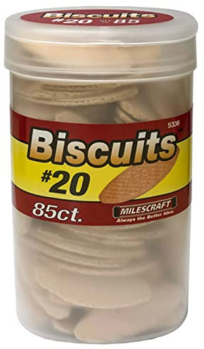 Milescraft 5336#20 Biscuits in a Bottle (85 pc.) - for use in Wood Joining, Woodworking, and Crafting. Works with Standard Biscuit Joiners. – Size #20
