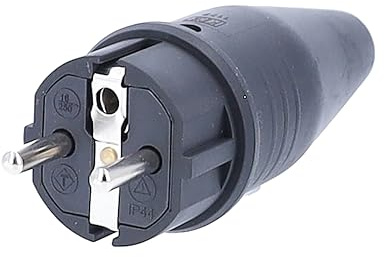 as - Schwabe Vollgummi-Stecker Schutzkontaktstecker, Schwarz, 60412 | mit doppeltem Schutzkontakt, Leitungen bis max. 1,5mm² - für den Außenbereich geeignet, 230V, 16A, IP44, Made in Germany