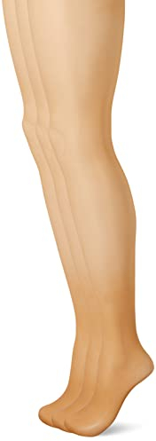 Nur Die 3er Pack Transparent 15 DEN Fein-Strumpfhose seidig glänzende Optik Komfortbund feine Naht unsichtbar Damen, bronze, L