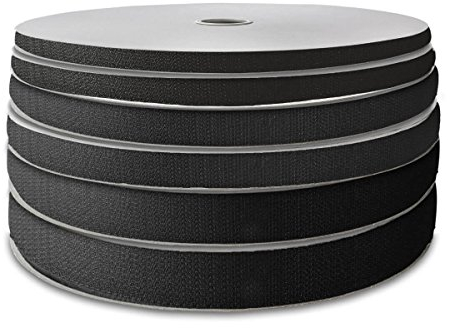 Hakenband Klettband selbstklebend 25 m | weiß oder schwarz | Breite frei wählbar | schwarz 10 mm 807510