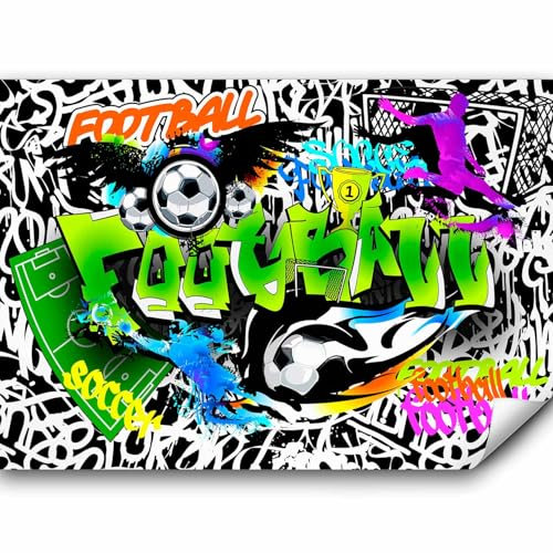 Papier peint murando panoramique inspirant 350x256 cm - Revêtement mural décoration salon - Design moderne - Artistique graffiti coloré urbain mural football sport adolescent i-A-0111-a-b