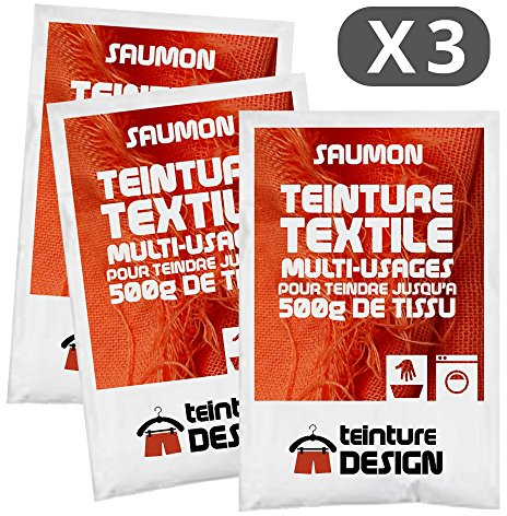 Set aus 3 Textilfarben - Lachsrosa - Universal Textilfarbe für Kleidung und natürliche Stoffe
