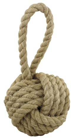 Monkey fist. As a door stopper, perfect for maritime decoration.