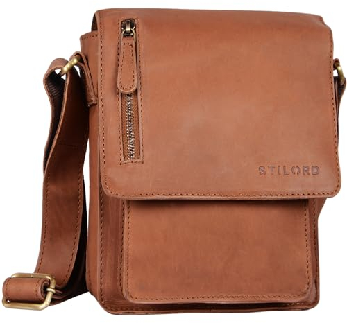 STILORD Herren-Umhängetasche braun - Kleine Vintage Schultertasche - 8,4 Zoll Messenger-Bag - Tablettasche aus echtem Büffel-Leder 'Finn'