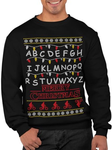 Graphic Impact Inspired Funny Light Run Merry Christmas Ugly Xmas Jumper Xmas Sweatshirt Adults Unisex Sweater Christmas Jumper (Black, Small)