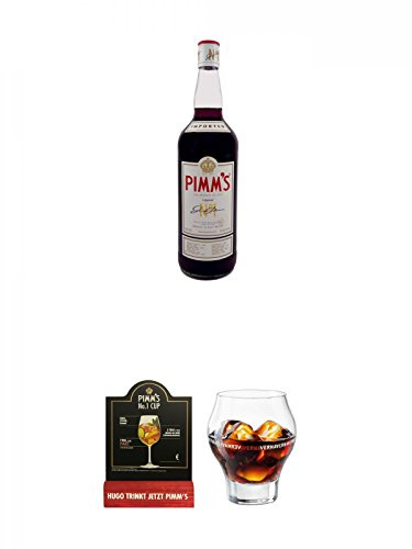 Pimms No.1 Likör englischer Szene Aperitiv 0,7 Liter + PIMMS Tischaufsteller Kreideblock 1 Stück + Averna Glas ohne Eichstrich