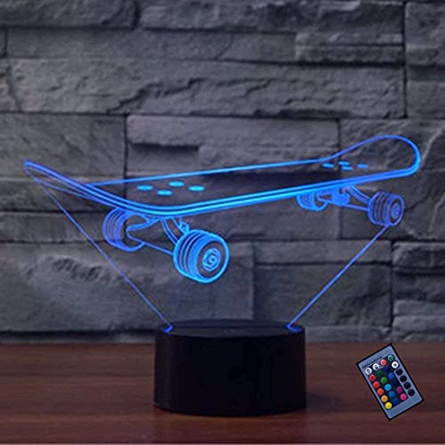 Optische Täuschung 3D Skateboard Nacht Licht 16 Farben Andern Sich Fernbedienung USB-Strom Touch Schalter Dekor Lampe LED Lampe Tisch Kinder Brithday weihnachten Geschenk