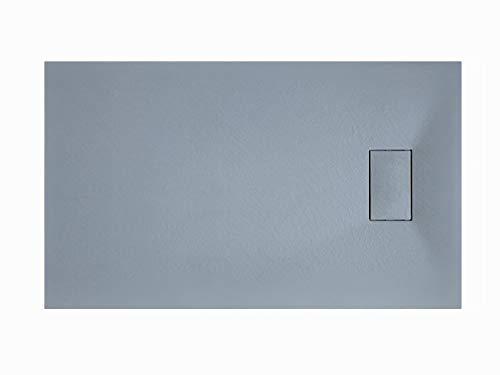 Piatto Doccia H.2,6 cm In Vetro-resina SMC Effetto Pietra Stone Ardesia Piletta Doccia Inclusa (70x90 h 2.6cm, Grigio)