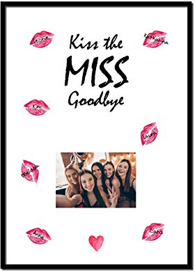 Presentou Kiss The Miss Goodbye Poster als Erinnerung/Andenken an den Junggesellenabschied Junggesellinnenabschied | JGA Spiel | Bachelorette Party DIN A3 Plakat