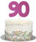 Large Number 90 Glitter Cake Topper (Hot Pink Glitter)