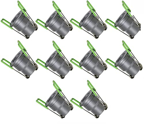 3W LED Mini Einbaustrahler, Aluminium, IP65 Wassergeschützt, 3000K Warmweiß, Dimmbar, Funk-Netzteil, Minispots für Innen- und Außenbeleuchtung (Anthrazit, 10x Minispot)