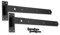 Infinity Decor Cranked or Straight Heavy Duty Hook and Band Iron Gate Hinges Pair - Epoxy Black (2 x 24 Straight Hinges)