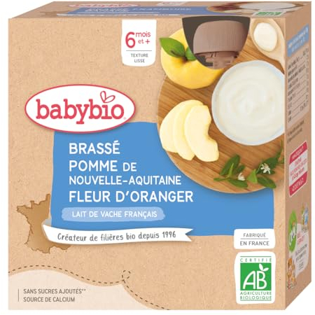 BabyBio Gourde Brassé Pommes de Provence Fleur d'Oranger, 340 g