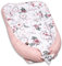 PaLulli 120x60 cm Babynest Babynestchen XXL Babykokon 2seitig 100% Baumwolle Kissen Nestchen für Babybett Reisebett für Baby und Säugling Feathers (Roses)
