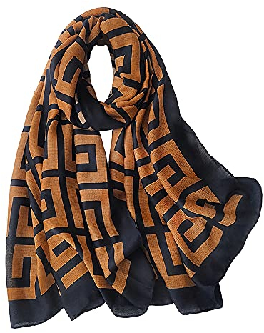 FINIZO Damen Schals Lady Light Soft Fashion Solid Scarf Wrap Schal für alle Jahreszeiten, 01 Plaid Schwarz Braun, Einheitsgröße