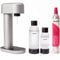 Mysoda: Ruby Set - Wassersprudler aus Aluminum mit 1L und 0.5L Quick-Lock BPA-frei Plastikflasche und CO2-Zylinder - Silber