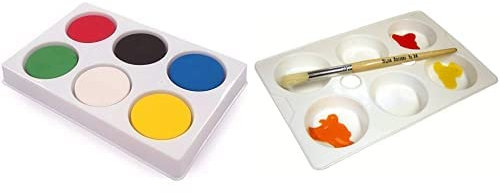 Major Brushes 6-Well Block Palette with Paint, Multi & Palette by Major Brushes