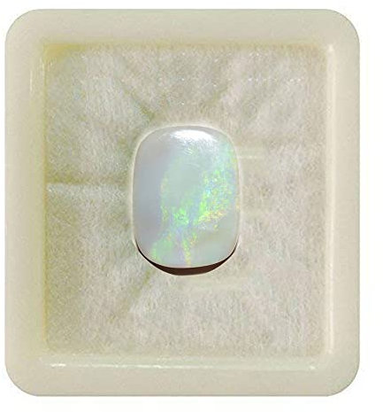 GemsOnclick Original zertifizierter Feueropal 5 Karat Rechteck Kissen Astrologie Rashi Ratan Edelstein Oktober Geburtsstein Chakra Heilstein Schmuck Waage Sternzeichen