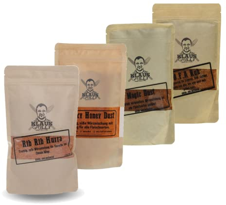 Smoky Honey Dust + O.F.A Rub + Magic Dust + Rib Rib Hurra - von Klaus grillt (4 x 250 g Beutel)