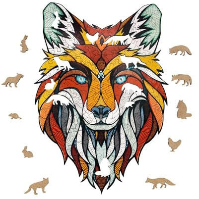EWA Eco-Wood-Art - Fuchs S Holzkiste - Farbige Holzpuzzle für Jugendliche und Erwachsene - DIY-Bausatz, Selbstmontage, kein Kleber erforderlich - 90 Stück, Vielfarbig