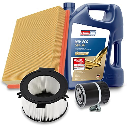 BESTPRICE Inspektionspaket Filterset mit 1x Ölfilter; 1x Luftfilter; 1x Innenraumfilter (Aktivkohle); 1x Ölablassschraube; 1x Motoröl 5W-30 WIV ECO SAE 5 l, KOMPATIBEL MIT - VW TRANSPORTER T4