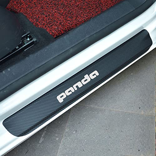 4 Pezzi Fibra di Carbonio Battitacco per Auto Sticker, per Fi-at 500 500x 500l panda PUNTO BRAVO, Esterno Battitacco Protezione Plates Anti-Graffio Scuff Adesivi Decorativi Accessori, Panda White