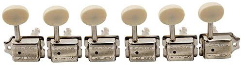 Wilkinson WJ55 Vintage Deluxe Split Shaft 6-in-Line Gitarre Tuners Mechaniken für Classic Vibe Fender Strat/Tele Style E-Gitarre, Nickel mit Off Weiß Button