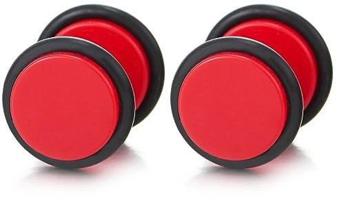 10MM Herren Damen Neon Rot Kreis Ohrstecker Ohrringe Fake Plugs Ohr Cheater Tunnel Gauges Ohr-Piercing Edelstahl